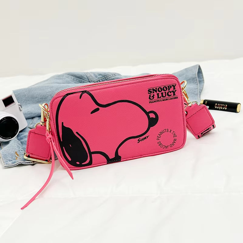 Cartoon Printed Women'S Crossbody Bag Snoopy Shoulder Bag Casual Fashion Small Square Bag PU Camera Bag