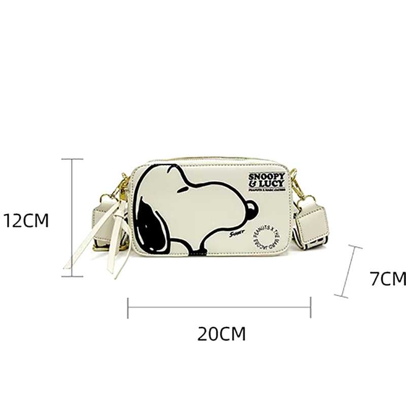 Cartoon Printed Women'S Crossbody Bag Snoopy Shoulder Bag Casual Fashion Small Square Bag PU Camera Bag